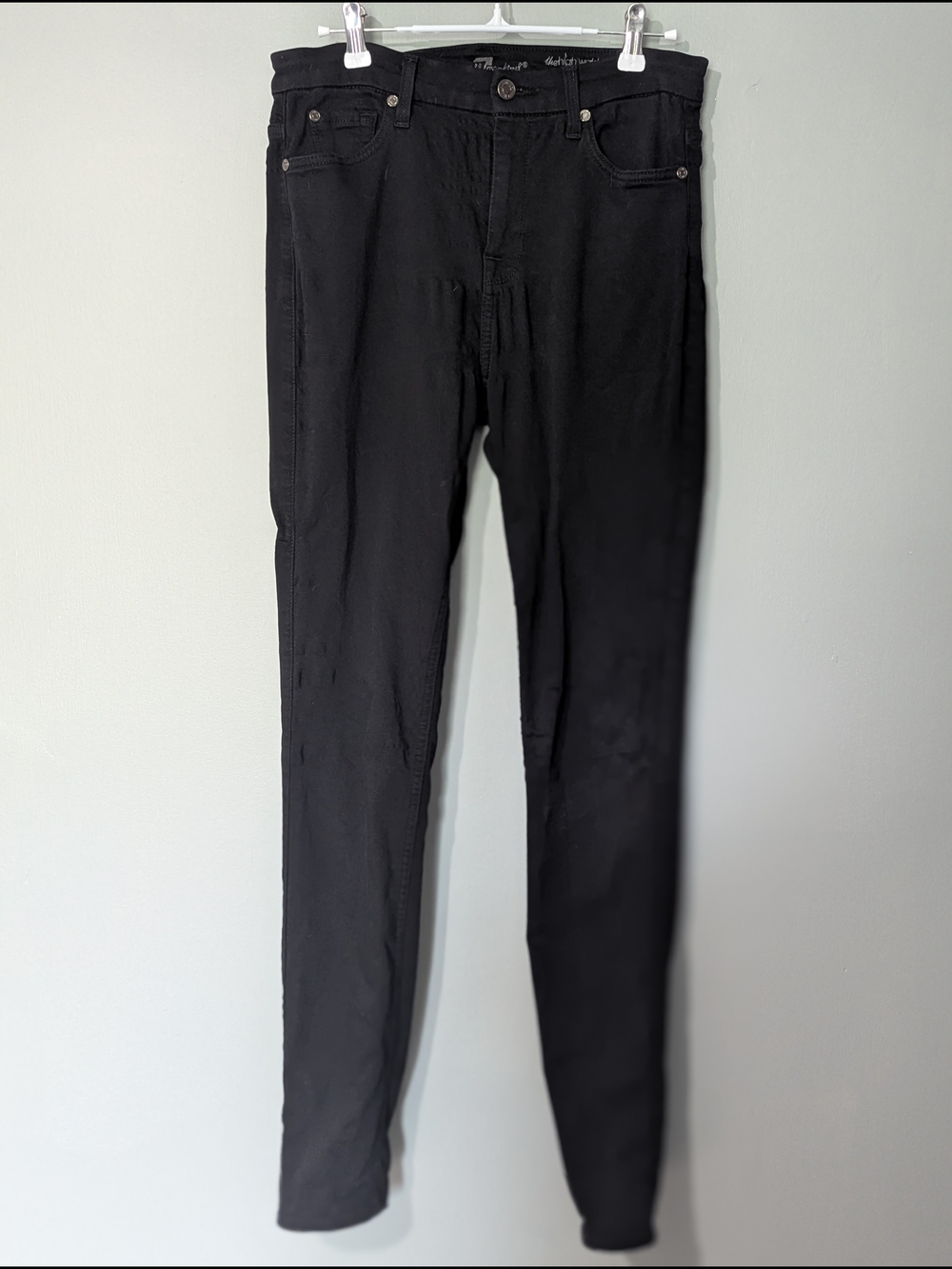 7 For‎ All Man Kind The High Waist Skinny Women's Black Denim Jeans 90s Grunge